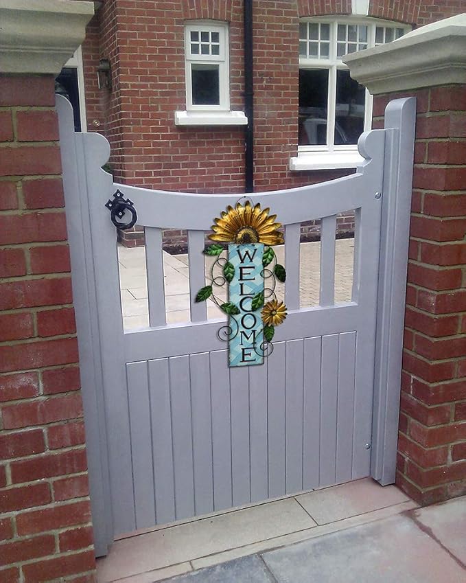 Door Decoration Metal Flower Welcome Sign Wall Hanging Decorations for Spring Summer Front Porch Door Hanger Rustic Home Indoor Outdoor Decor