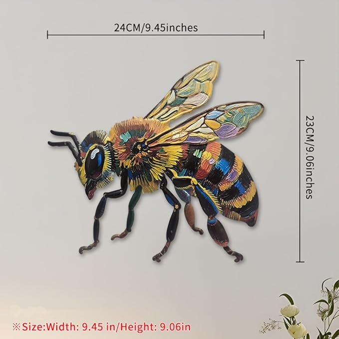 ZZHMASPLAY 3Pcs Bee Ladybug Butterfly Metal Wall Decor,9.84" Outdoor Hanging Wall Art Sculptures Decoration for Room Fence Garden Yard Patio Balcony