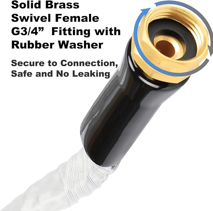 YOTOO Garden Hose 50FT, Lightweight, Durable, Flexible, Non-Expanding, Kink-Free Water Hose with Solid Brass Fittings for Outdoor, Watering flants and flowers, Car Wash, Gray