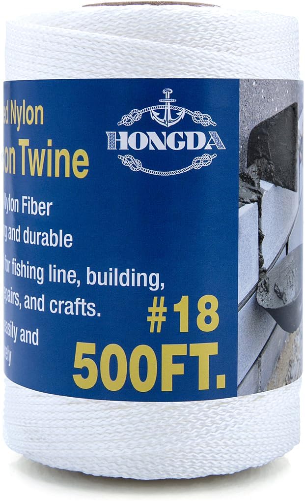 HONGDA Mason Line, 500 Feet #18 Braided Nylon Mason line String Perfect for Masonry Jobs and for The Layout of General Construction, Gardening, DIY Project, White