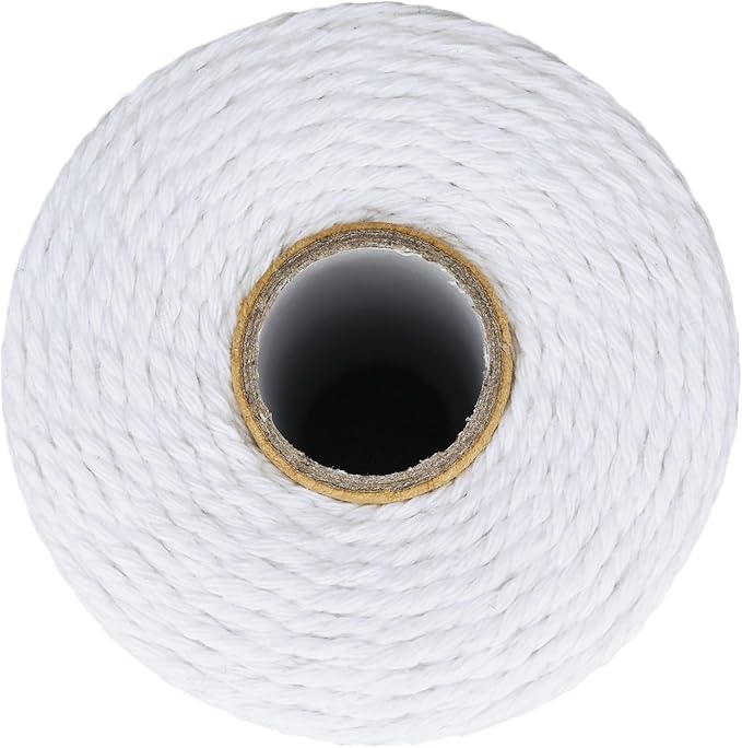 Twine String,500 Feet Cotton Butchers Kitchen Twine String Cooking for Crafts Roasting Gift Wrapping DIY Decoration Gardening Packing Materials,White