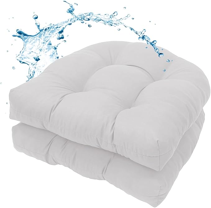 MTMR Water-Repellent Outdoor Chair Cushions Set of 2, 19”X19” Patio Chair Cushions with High Elasticity PP Cotton, Thick Tufted Outdoor Patio Furniture Cushions, Seat Cushions for Outdoor Furniture