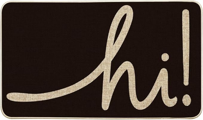 Artoid Mode Black Hi Doormat, Home Decor Low-Profile Switch Rug Welcome Door Mat Floor Mat for Front Door Indoor Outdoor 17x29 Inch