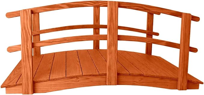 6 FT Cedar Amish Made Garden Bridge with Double Rails for Walkway, Backyard Pond & Landscaping, Outdoor Wooden Footbridge for Koi Pond, Japanese Style Decorative Bridge, Made in USA