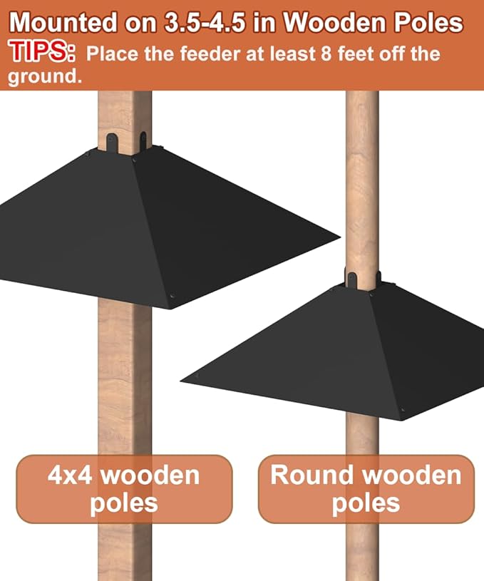 Metal Squirrel Baffle for 4x4 Post, Outside Wooden Pole Mount Squirrel Guards for Bird Feeders, 17 Inch Squirrels Deterrents Stopper to Deter Racoons, Black, 1pcs