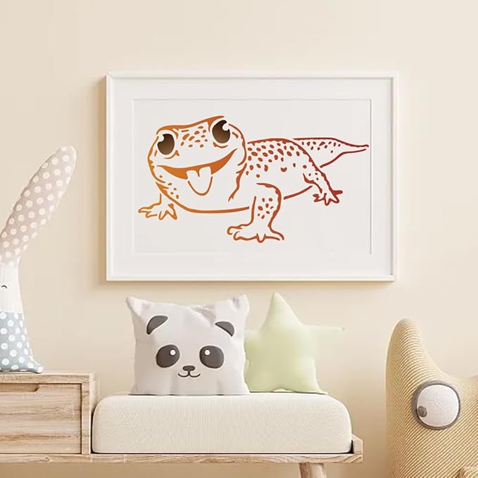MAYJOYDIY 2pcs Gecko Stencil 11.7×8.3inch Large Lizard Reptile Stencils Reusable Lizards Stencil Drawing Templates with Paint Brush for Furniture Canvas Home Decor DIY Crafts