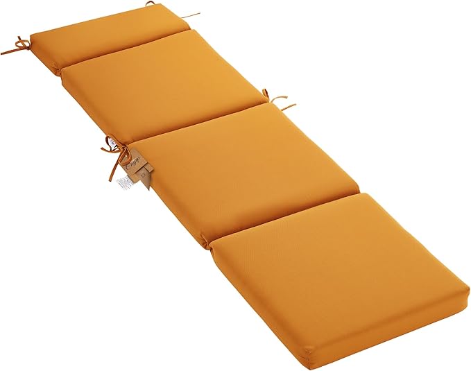 Outdoor Chasie Lounge Tufted Thick Cushion with Ties,Replacement Wicker Chair Cushion for Paito Fruniture,72x21x3inches,All Weather,Mustard Yellow