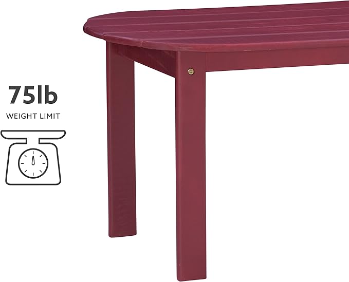 Linon Jayde Adirondack Coffee Table, Red, 21.06D x 38.39W x 3.94H in