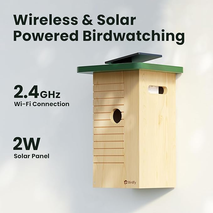 Birdfy Smart Bird House with Camera Solar Powered, 1080HD Live Video & Night Vision for 24/7 Nesting Recording, Auto Detect & Notify, Ideal Nature Gift for Bird Lovers, AI Identify Lifetime Free
