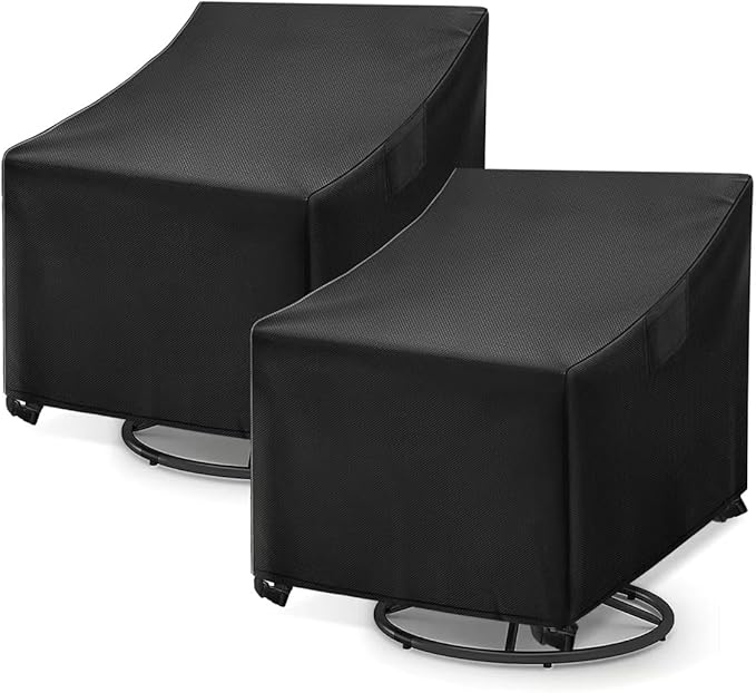 WLEAFJ Outdoor Chair Covers Waterproof, Black Lawn Patio Furniture Covers, Heavy Duty Patio Lounge Deep Seat Cover, 2 Pack - 30" W x 27" D x 36" H