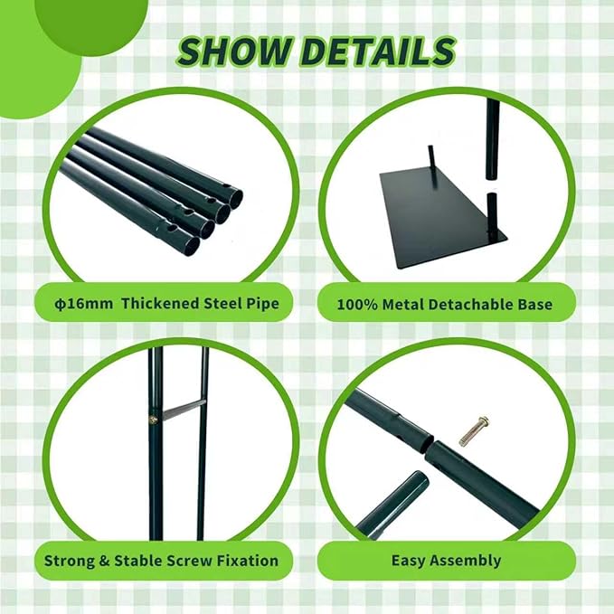 Thickened Tube GreenGiggle 100% Metal Heavy Duty Metal Garden Arch Trellis for Climbing Plants,16mm Steel Tubes,4.6ft Wx7.9ft H or 7.6ft Wx6.4ft H, Birthday Party Wedding Arch Decoration
