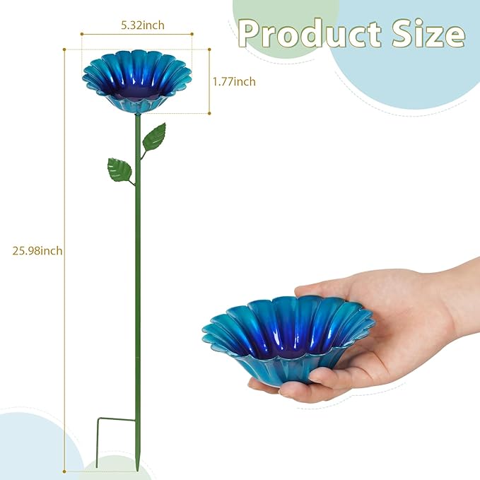 Large Bee Watering Station, 4 Pack Small Bird Bath for Outside, Metal Butterfly Feeders Bowl with 5.32'' Flower Design Bee Bath for Garden Decor