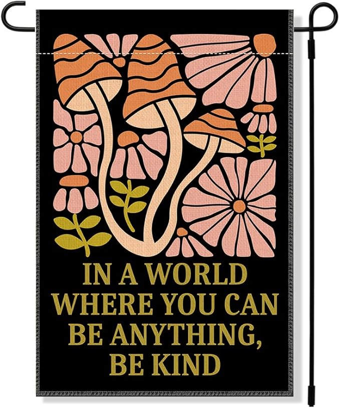 RZHV In a World Where You Can Be Anything Be Kind Double-Sided Garden Flag for Outdoor House Yard Sign Garden Decor Parade, Kindness Social Justice Outdoor Banner, Peace Inclusive Yard Sign Decor
