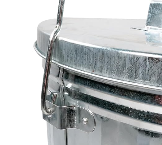 Mytee Products 2 Pack Galvanized Trash Can w/Lid Ideal for Trailers - 6 Gallon Steel Mounted Small Outdoor Garbage Can for Home, Office, Bathroom, Kitchen - Fire and Heat Resistant