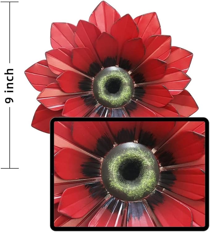 hogardeck Metal Flower Wall Decor - 3 Pcs Outdoor Wall Art Backyard Decorations Spring Decor Hanging for Kitchen, Living Room, Bathroom
