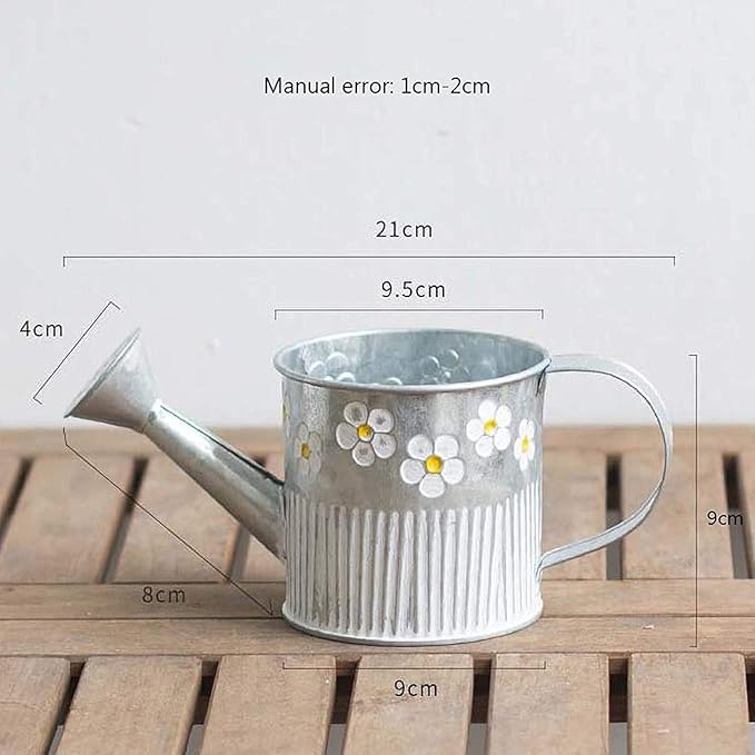 Taotenish Watering Can Metal Bucket Planter Daisy Embossed Garden Metal Tin Bucket Pots Flower Pot for Home Decoration Wedding Window