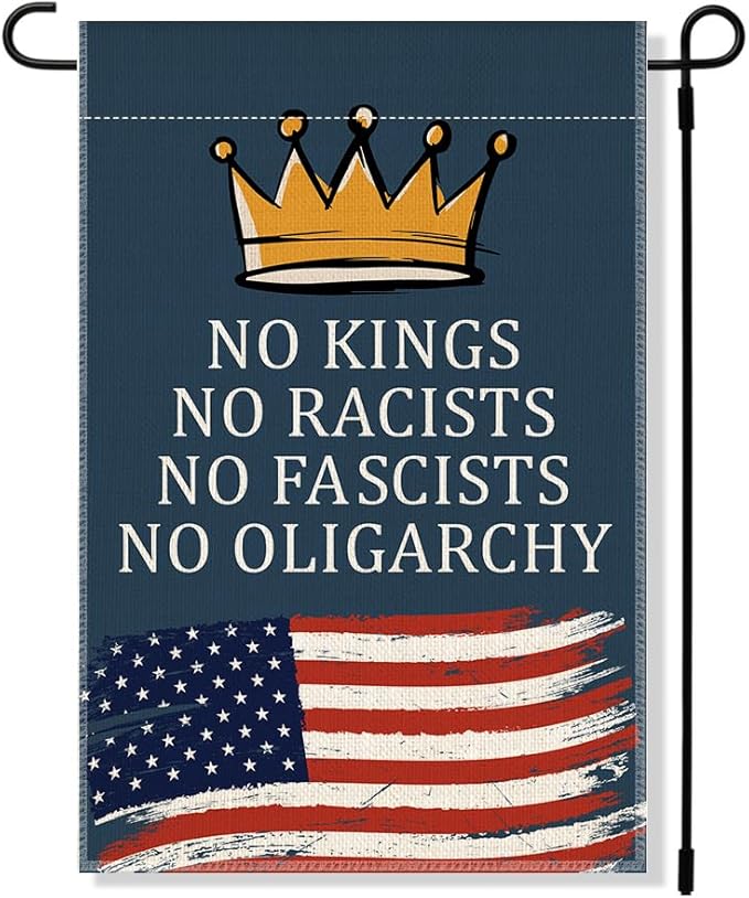 RZHV No Kings Double-Sided Garden Flag for Outdoor House Yard Sign Garden Decor Parade, Inclusive Equality Diversification Outdoor Banner, Politica Social Justice Yard Sign