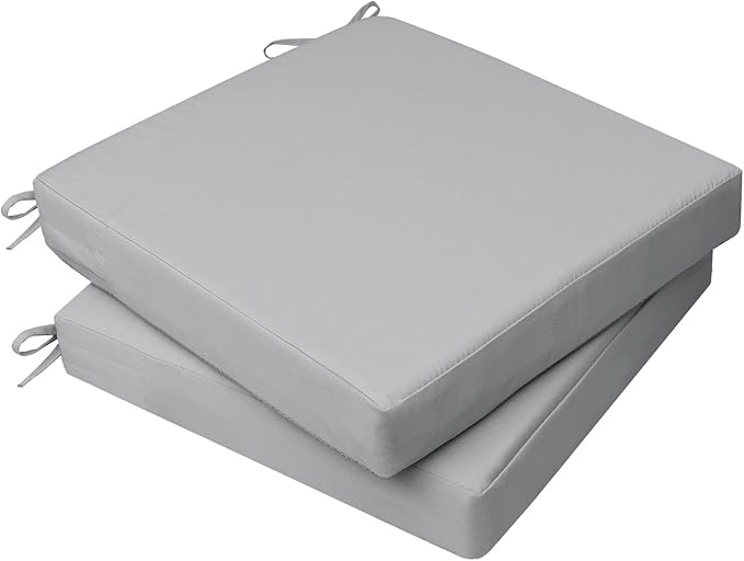 AAAAAcessories Outdoor Seat Cushions for Chairs, Waterproof, Fade-Resistant, 17" x 16" x 2", Patio Furniture Replacement Cushions, Set of 2, Gray