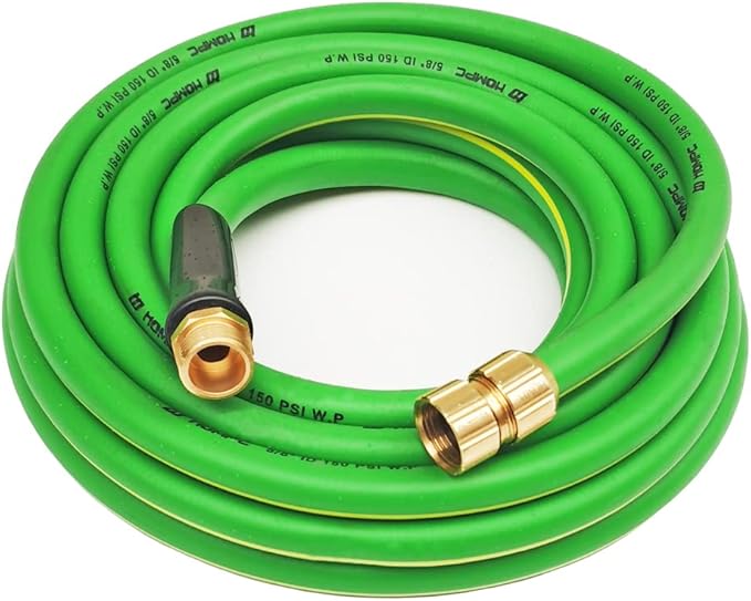 HQMPC Garden Hose Garden Water Hose 5/8"ID 30 ft Durable PVC Non Kinking Heavy Water Hose with Brass Hose Fittings (5/8"IDx30'(30 FEET))