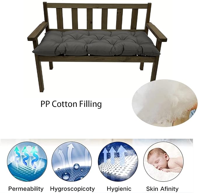 Patio Wicker Settee Cushion Waterproof 47"*20" Thicken Loveseat Lounge Seat Pads Outdoor Dining Bench Cushion for Patio Furniture Waterproof,Green