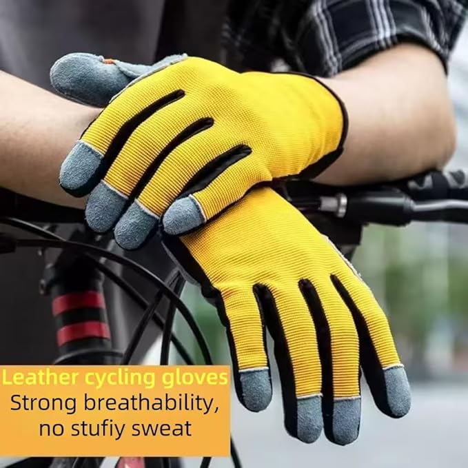 Men's & Women's Breathable Deerskin Palm Touchscreen Gloves for Cycling, Gardening, Hiking - Lightweight & Sweat-Absorbent Outdoor Work Gloves