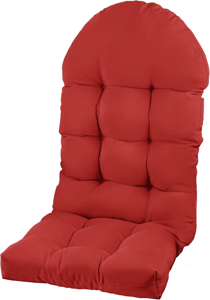 Large Adirondack Chair Cushion, Rocking Chair Cushion 50x20.8x4 inch, High Back Patio Cushions of Upper and Lower with Ties, Sunscreen and Fade-Resistant (Red, 1)