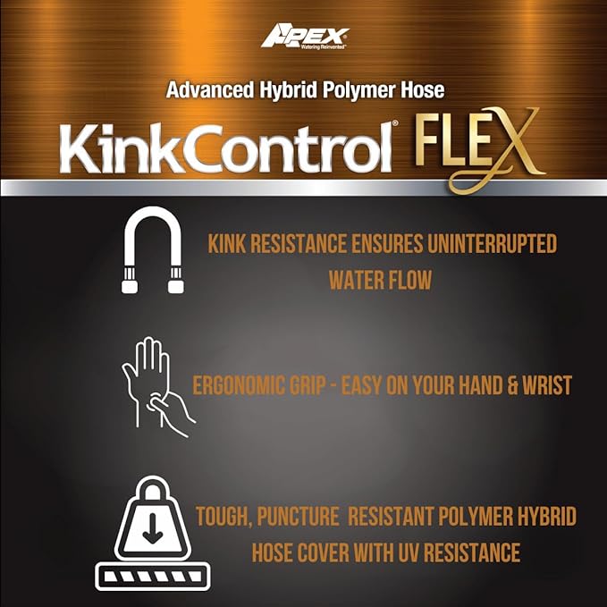 Kink Control Flex Advanced Hybrid Hose - 50 Ft Outdoor Hose, 40% Lighter, Ultra Flexible, Easy to Maneuver, Neverkink Technology, Durable Construction