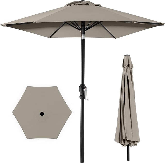 Best Choice Products 10ft Outdoor Steel Polyester Market Patio Umbrella w/Crank, Easy Push Button, Tilt, Table Compatible