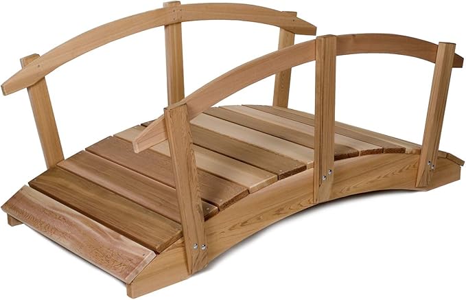 All Things Cedar FB96-R Garden Bridge with Side Rails | 8-Ft Cedar Wood Bridge for Gardens, Backyards & Streams | Easy to Assemble & Made from Untreated Western Red Cedar | 94x38x36