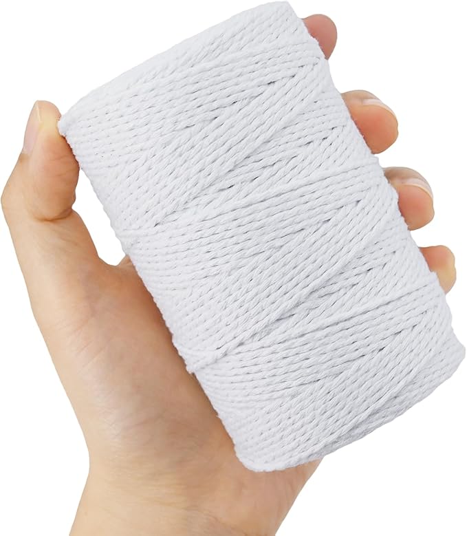 Twine String,500 Feet Cotton Butchers Kitchen Twine String Cooking for Crafts Roasting Gift Wrapping DIY Decoration Gardening Packing Materials,White