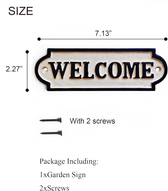 Vintage Iron Welcome Signs - Retro Style Decorations for Front Door, Yard, Porch,Office,Store and Farmhouse - welcome home decorations