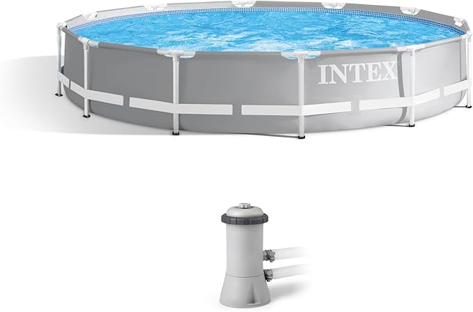 Intex 26711EH Prism Frame Premium Above Ground Swimming Pool Set: 12ft x 30in – Includes 530 GPH Cartridge Filter Pump – SuperTough Puncture Resistant – Rust Resistant – 1718 Gallon Capacity