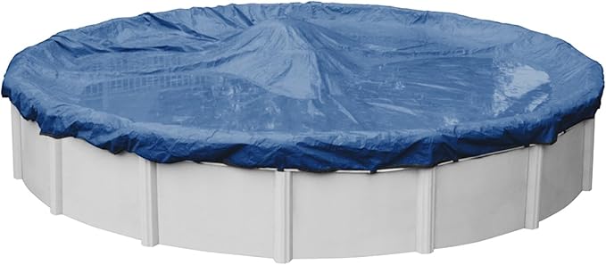 Robelle 18 ft Industrial Blue Winter Pool Cover for Above Ground Pools, 4 ft Overlap (22 ft Cover Size), Solid 14 x 12 Scrim, 4.5 oz/yd2, 20-Year Warranty, Style: 2018-4