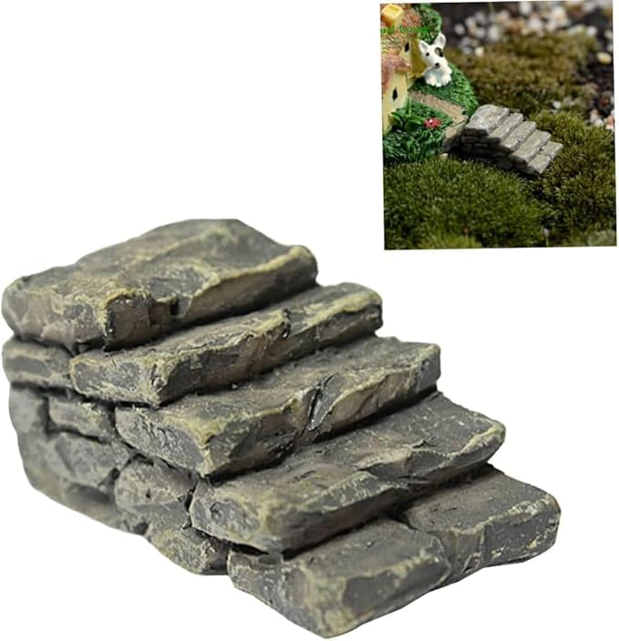 Miniature Resin Bridge Stair Stone Straight Bridge Stairs Steps Garden Fairy Ornament Micro Landscaping Decor Bonsai Craft Straight Stairs Outdoor, Garden Sculptures and Statues, Decorations