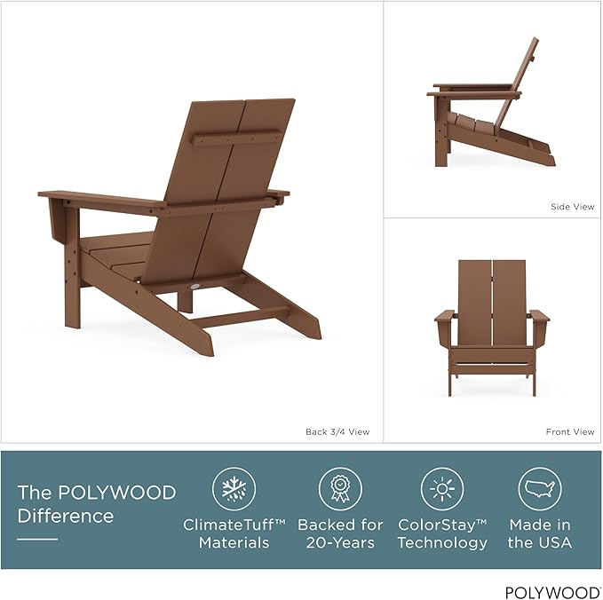 POLYWOOD Contemporary Modern Oversized Adirondack Chair in Teak