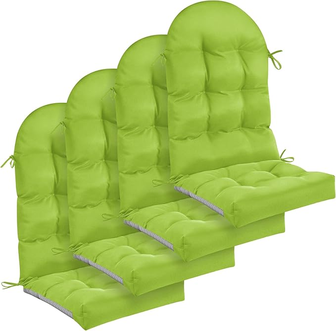 Geelin 4 Pcs Adirondack Chair Cushion High Back Patio Rocking Chair Cushion 44 x 19 x 4 Inch Tufted Weather Resistant Fade Resistant Seat for Patio Rocking Seat (Fruit Green)