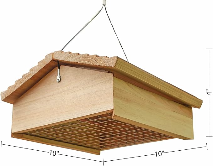STARSWR Suet Upside Down Bird Feeder,10" x 10" Large Hanging Bird Feeder Outside Suet Cake Feeder Easy to Clean