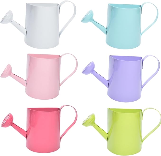Mini Decorative Metal Watering Can, Set of 6, Height 1.97 inch, Cute Metal Jug for Hand Crafts,Garden Theme Parties, Home and Refrigerator Decor