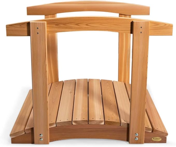 All Things Cedar Wooden Bridge, Outdoor Garden Walkway with Side Rails, 3', Natural