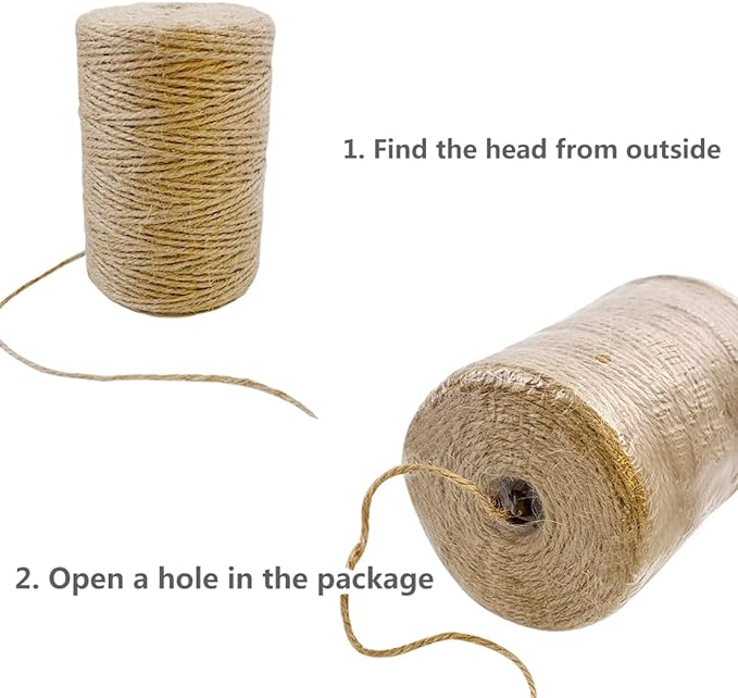 PerkHomy Natural Jute Twine 600 Feet Long Colored Twine Rope for Crafts Gift Wrapping Packing Gardening and Wedding Decor (Beige)