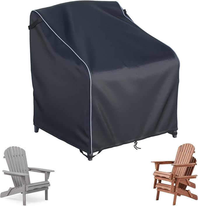JINLI Waterproof Patio Adirondack Chair Cover 1-Piece Set, Lawn/Garden Outdoor Furniture Cover, Suitable for Maximum Chair Size 32 inches Wide x 35 inches deep x 36 inches high (Black)