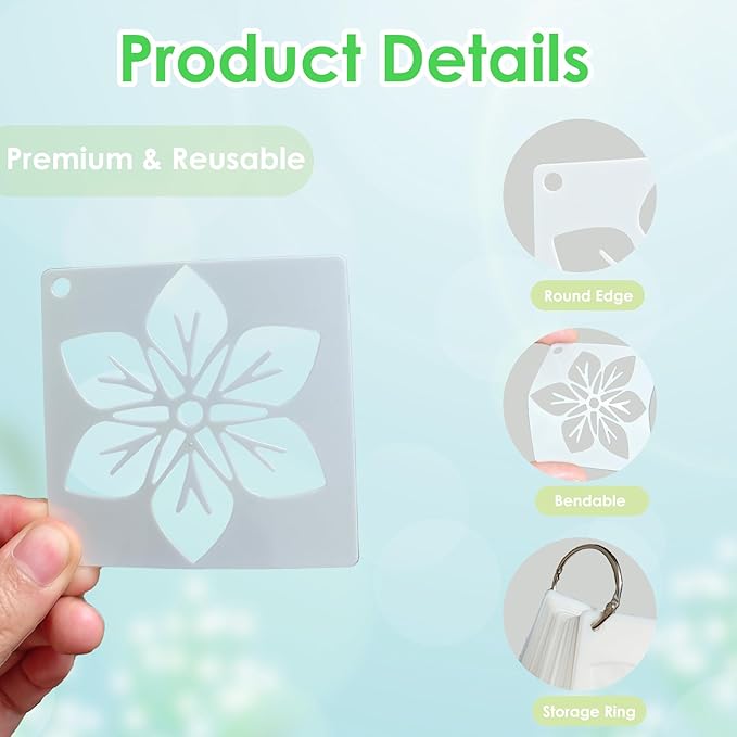80 Pcs Small Nature Stencils for Painting on Rocks & Wood Slices, 3x3 Inch Reusable Flower Bird Butterfly Stencils, Mini Floral Templates for Crafts, Scrapbooking, Card Making, and DIY Ornaments