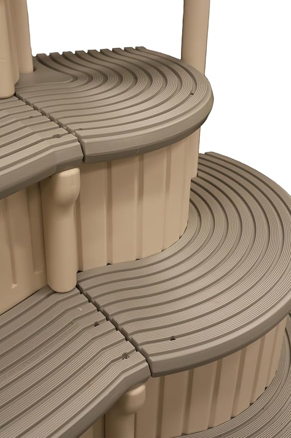 Confer Plastics Curve CCX-AG Drop in Above Ground Pool Step with Grey Treads - Base Step with Add-On
