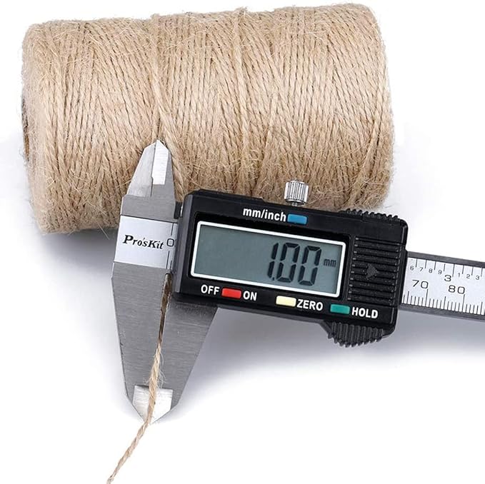 SMART&CASUAL 2mm Natural Jute Twine String Thin for Craft Plant Garden Gift Wrapping Christmas Handmade Art Decoration Packing String Home Art Decoration (Brown) (328 Ft (100M))