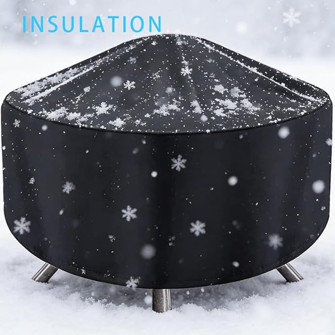 Round Fire Pit Cover for 22-32 Inch Firepit, Heavy Duty Outdoor Patio Fireplace Covers - Waterproof Dustproof Anti UV and Tear Resistant