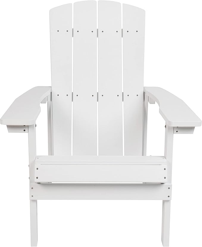 Flash Furniture Charlestown Poly Resin Adirondack Chair - White - All Weather - Indoor/Outdoor - Set of 4