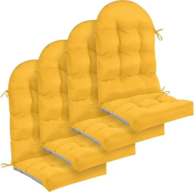 Geelin 4 Pcs Adirondack Chair Cushion High Back Patio Rocking Chair Cushion 44 x 19 x 4 Inch Tufted Weather Resistant Fade Resistant Seat for Patio Rocking Seat (Amber)