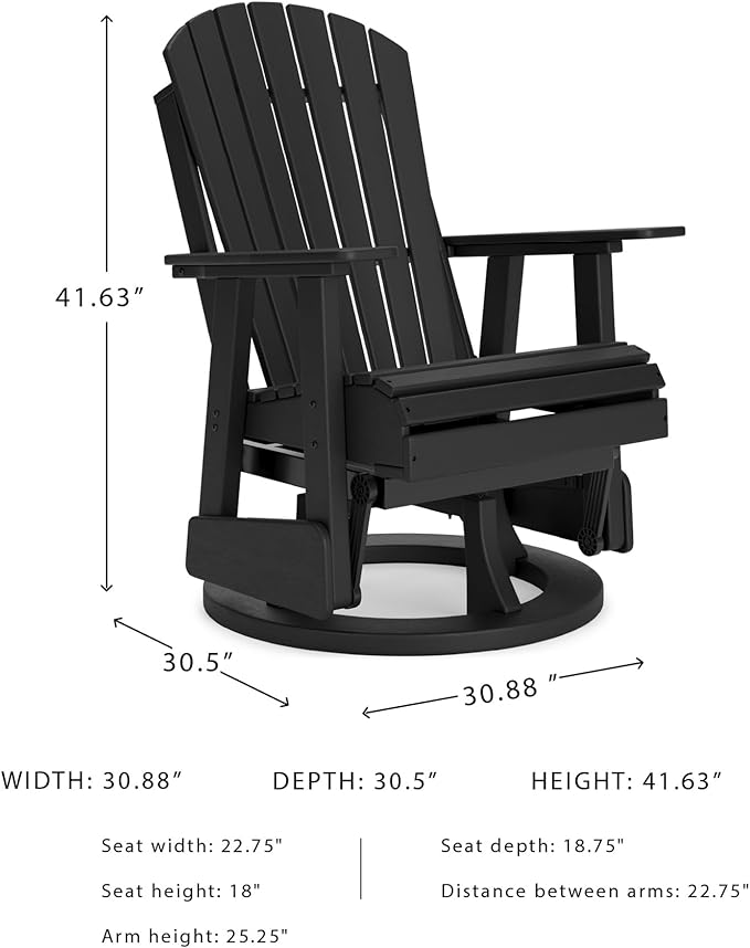 Signature Design by Ashley Hyland Wave Modern Outdoor Swivel Glider Chair, Gentle Gliding Motion, Stainless Steel Hardware and HDPE, 30.88" W x 30.5" D x 41.63" H, Black