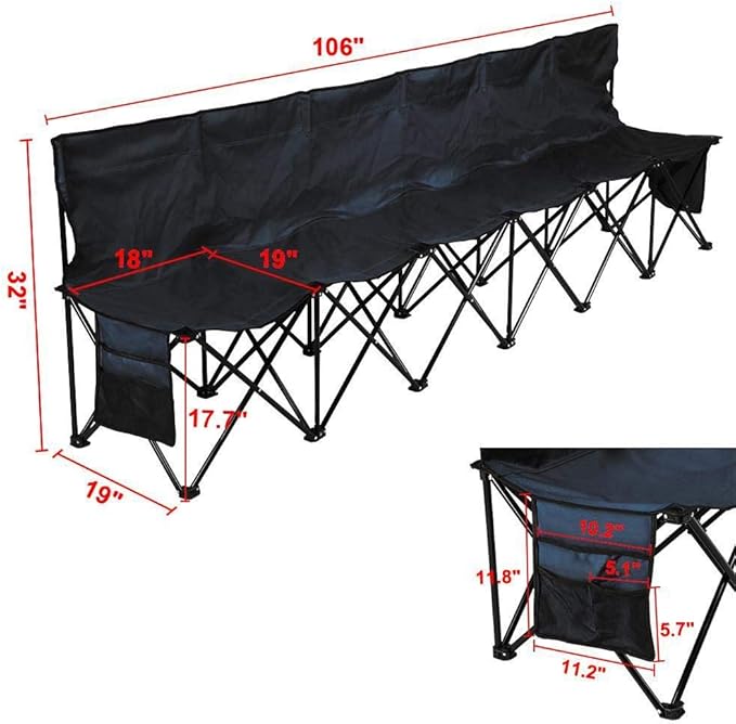 Yaheetech Foldable Sideline Bench 600D Oxford Double Layer Fabric