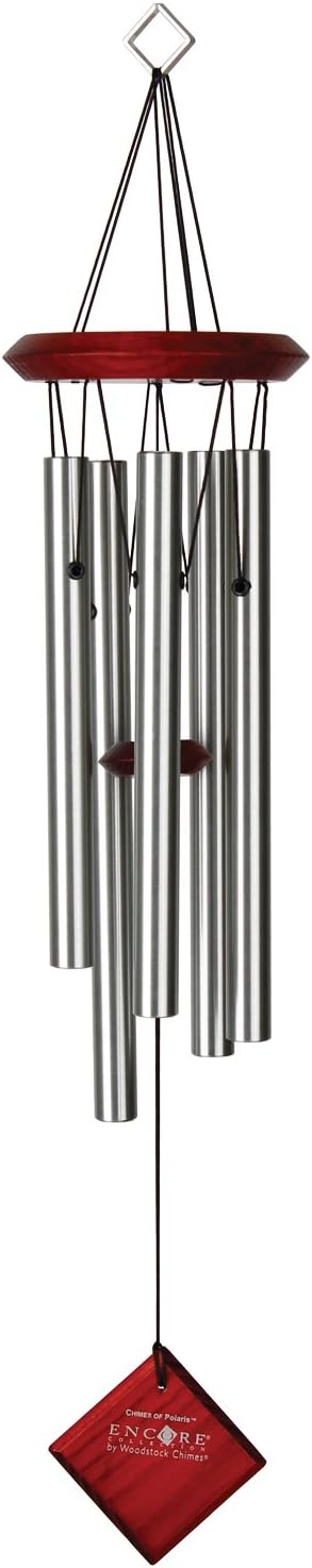 Woodstock Chimes Encore Collection, Chimes of Polaris, 22'' Silver Wind Chimes for Outdoor, Patio, Home or Garden Décor (DCS22)